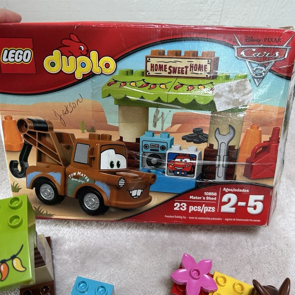 LEGO Duplo Disney Cars MATER'S Shed Tow Truck 99% Complete & Mickeys Roadster